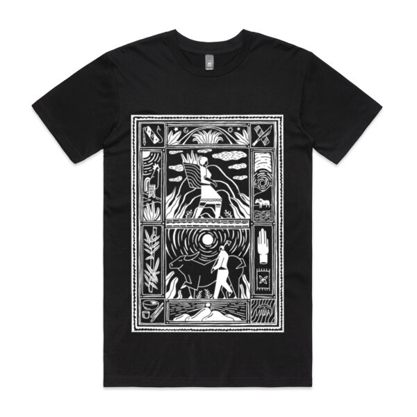 Large Black Tee White Print Hmong Design Thumbnail